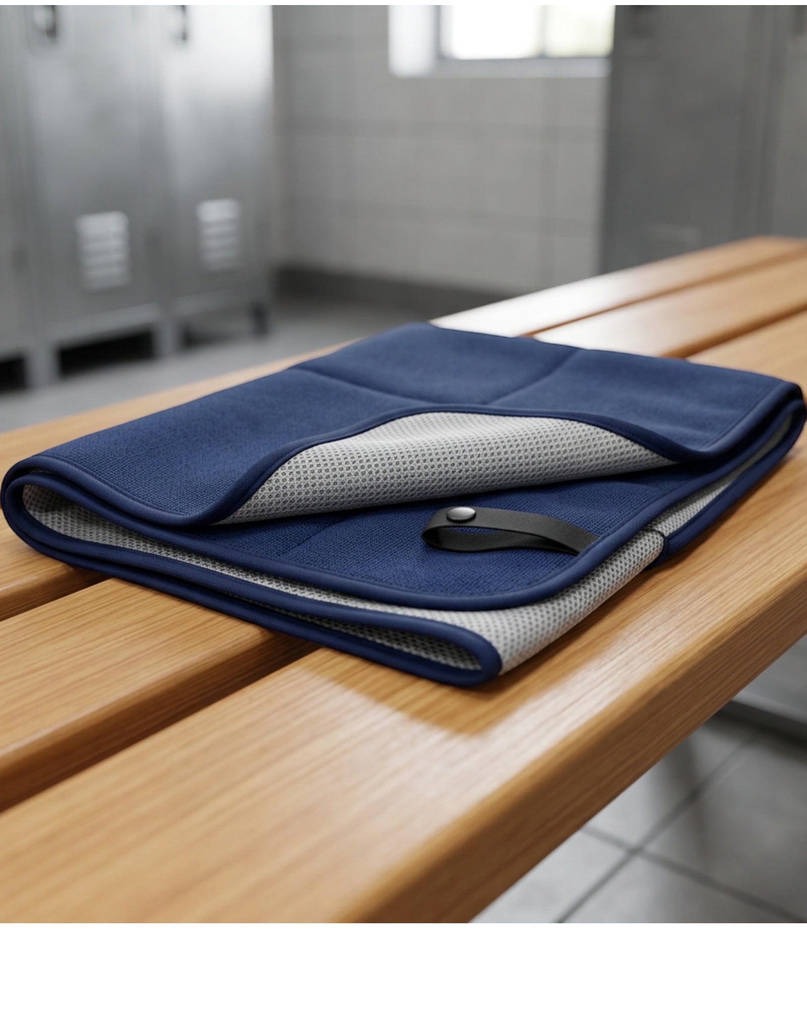 Xmkpf Double-Layer Mesh-Backed Training Towel 72 x 34 cm Navy Silver - Lifestyle view